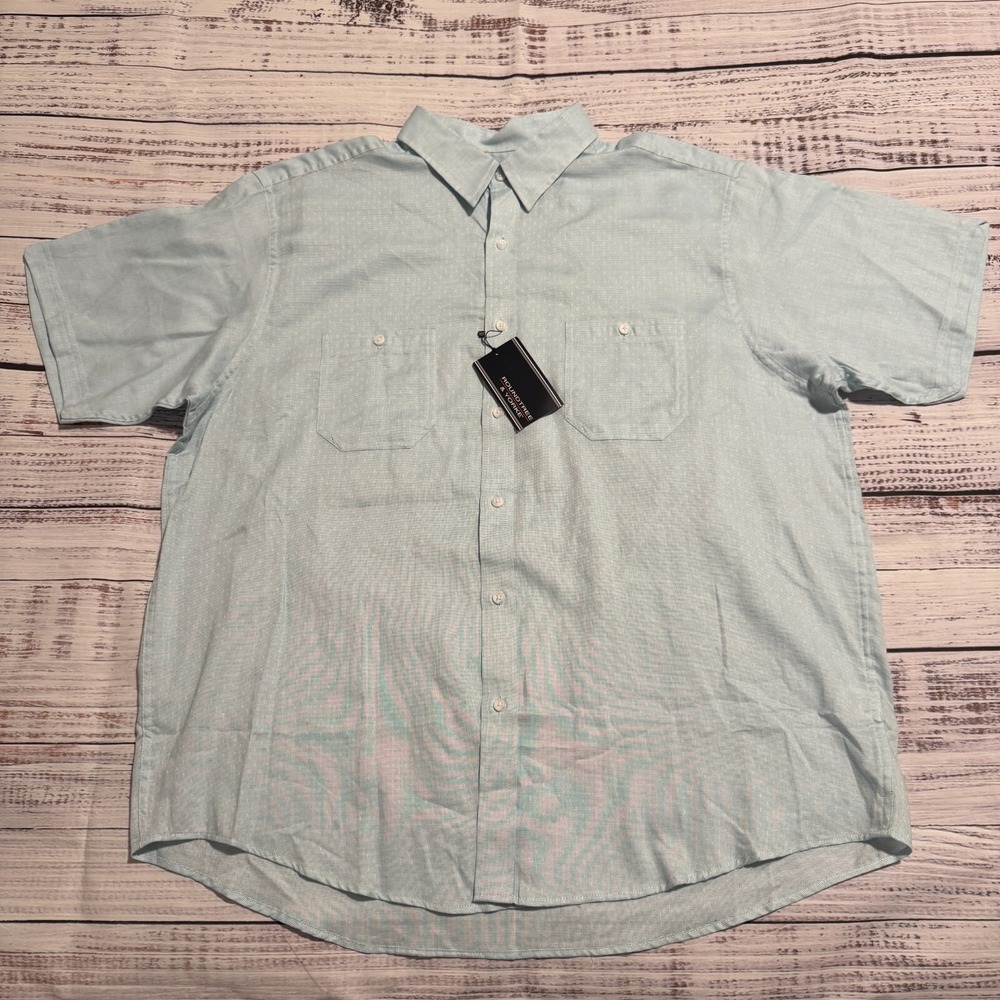NWT Roundtree & Yorke Button Up Shirt Turquois Short Sleeve Men's Size XL